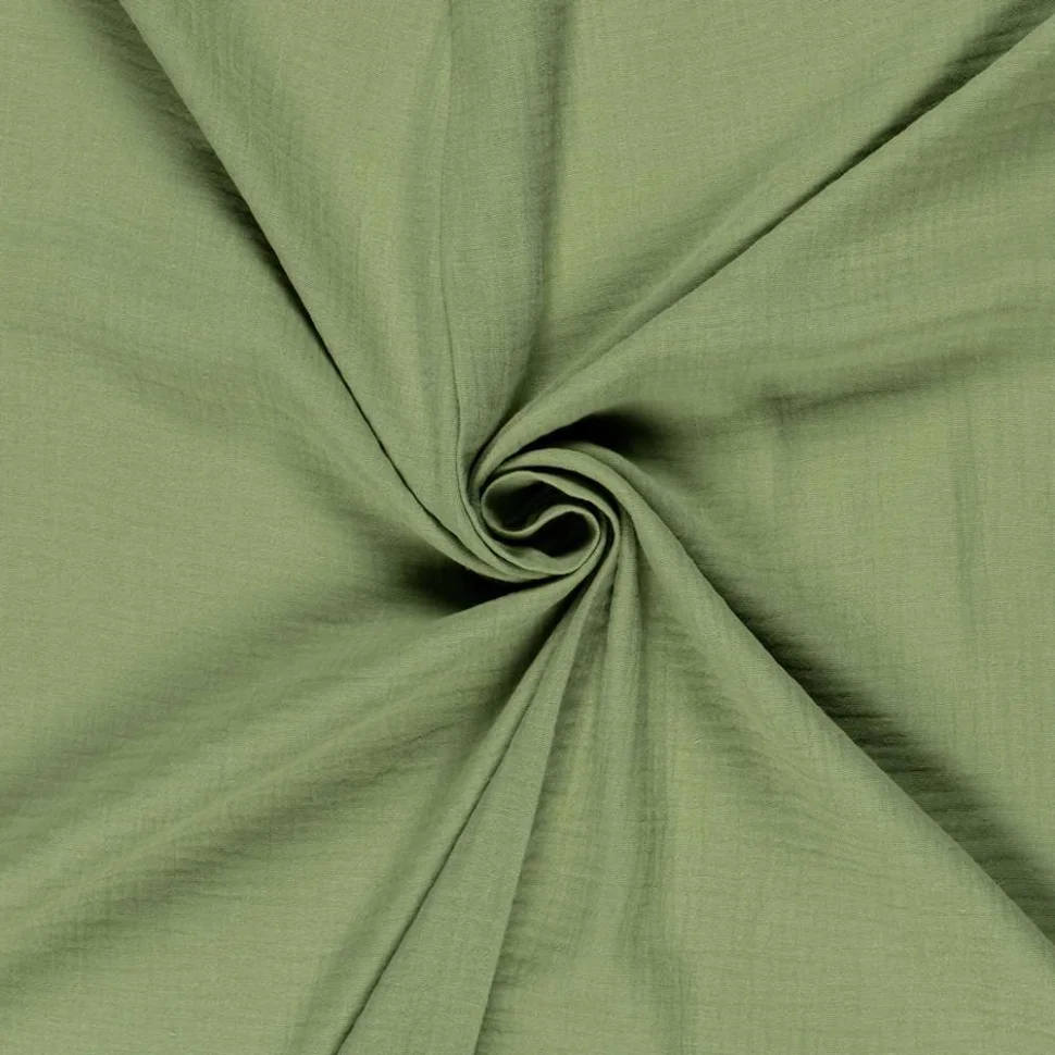 Tissu Double gaze uni Opus sur fond Vert anis