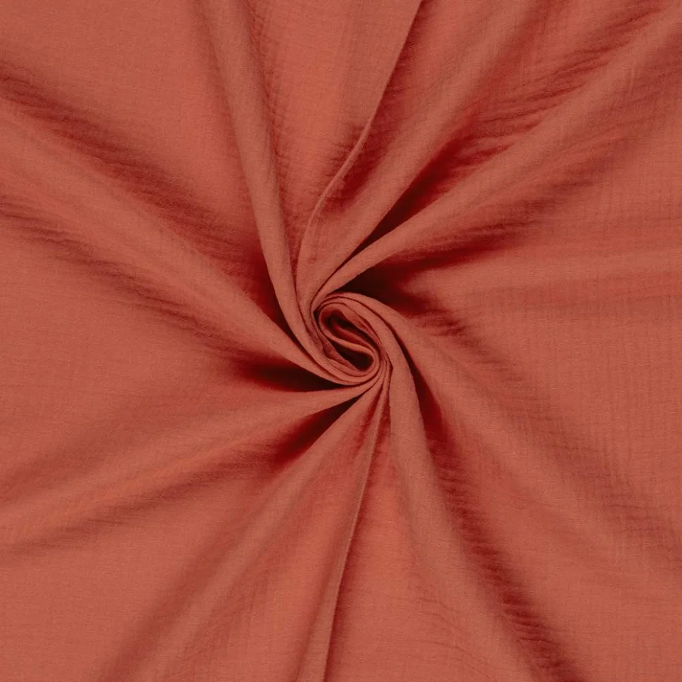 Tissu double gaze uni  Corail