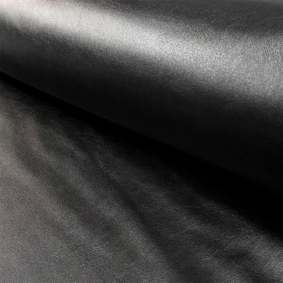 Tissu Simili cuir d'habillement souple uni Noir
