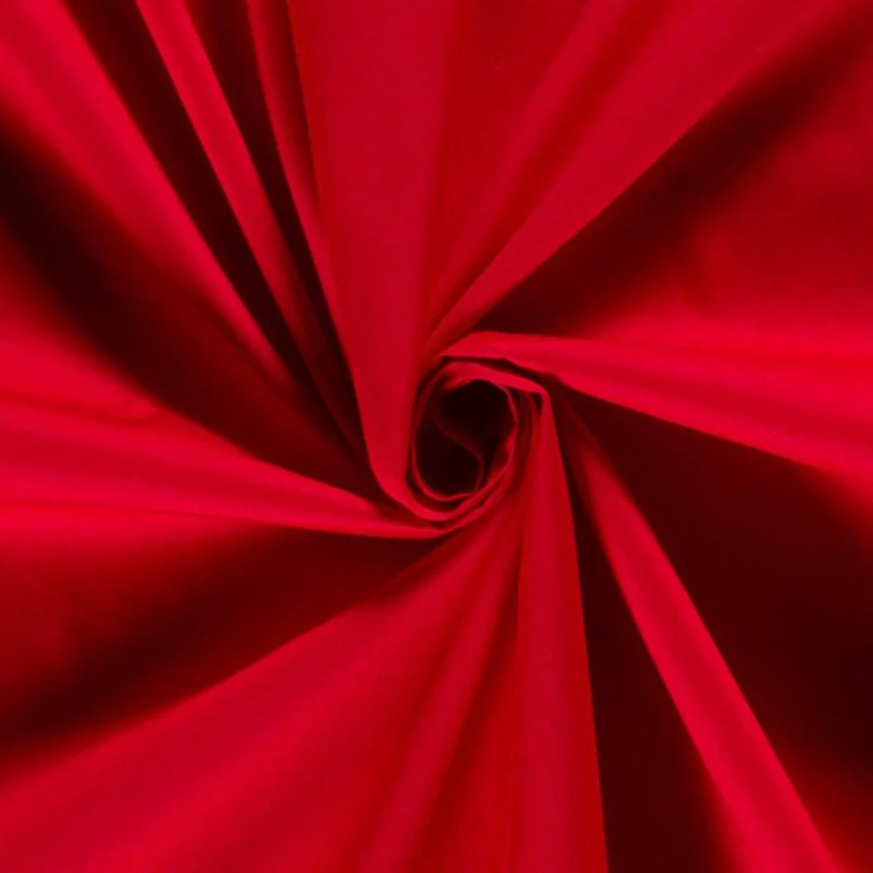 Tissu Popeline de Coton  Rubie uni Rouge carmin