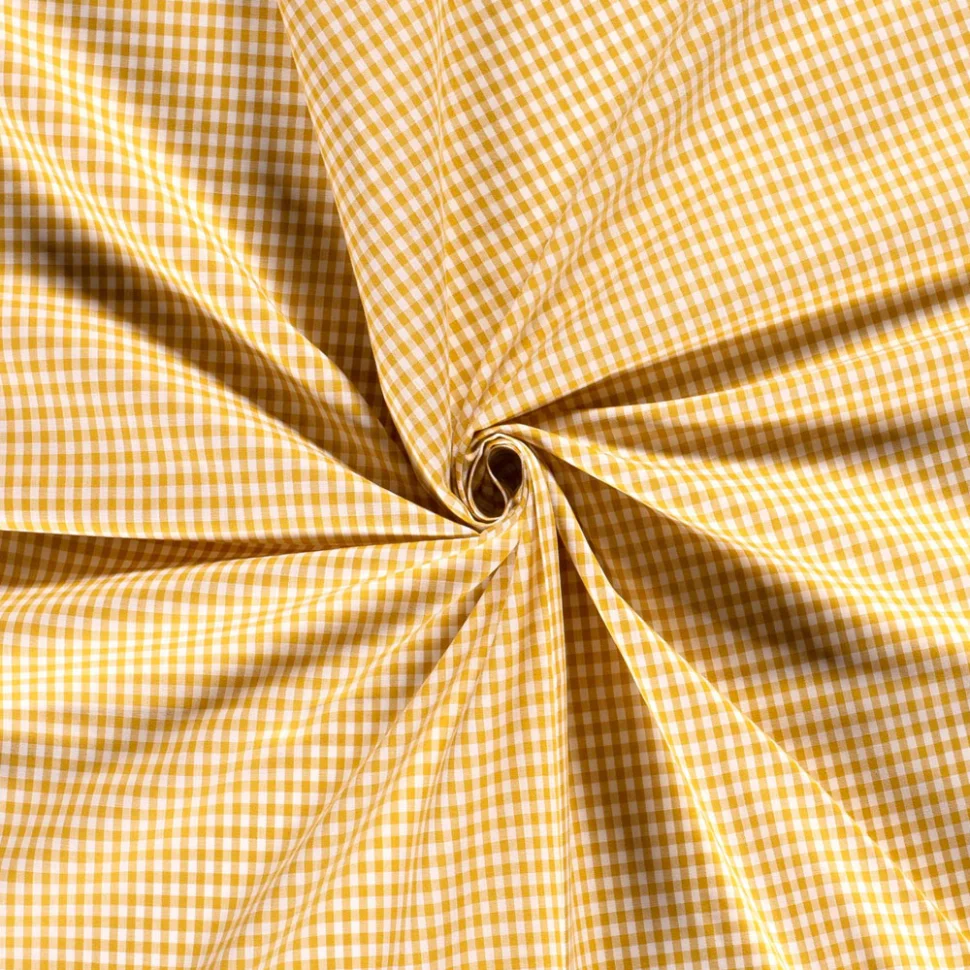 Tissu Vichy Petits carreaux 5 mm Ocre