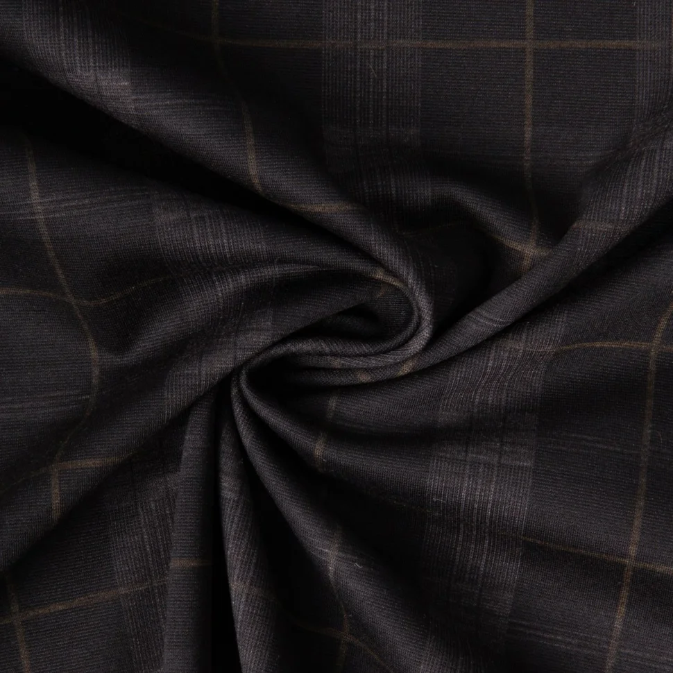 Tissu Bengaline carreaux sur fond Noir