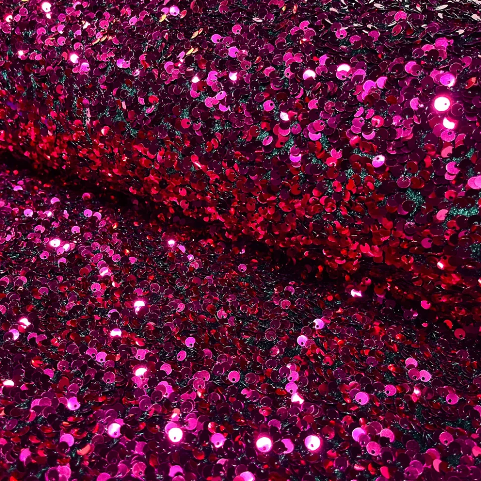 Tissu Sequins épais extensible Rose fuchsia