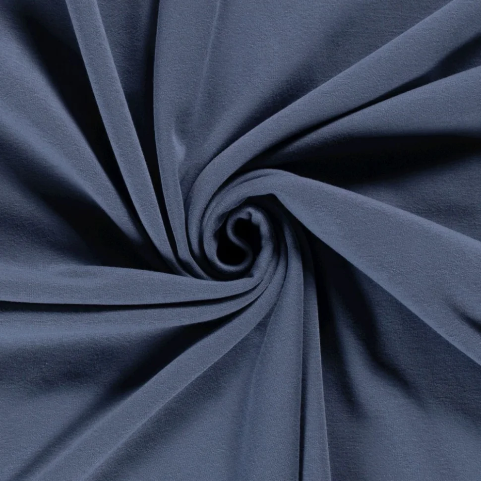 Tissu Sweat envers doudou uni Bleu indigo