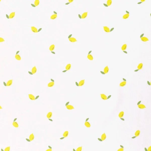 Tissu Coton imprimé Citrons jaunes Tia sur fond Blanc