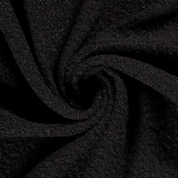 Tissu Lainage bouclette uni Noir