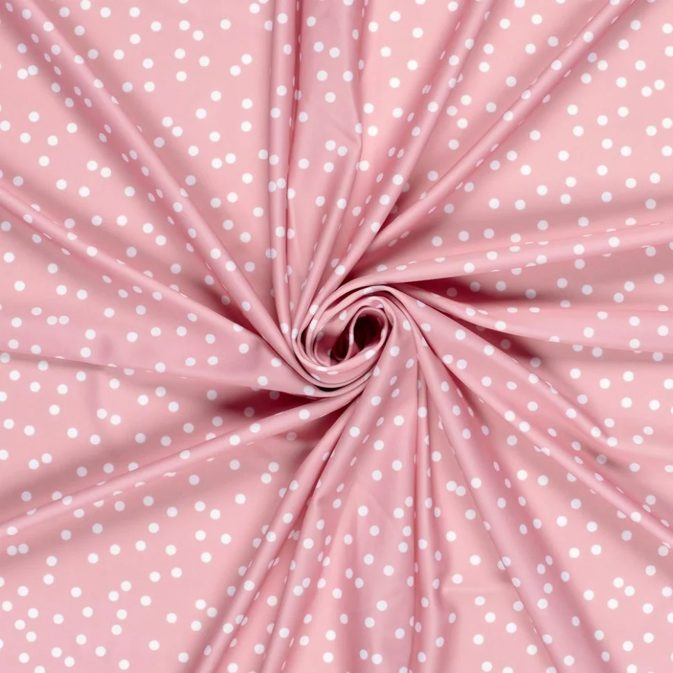 Tissu Maillot de bain UPF50 recyclé Pois blancs sur fond Rose saumon