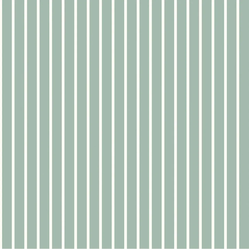 Tissu Popeline de Coton Rayures blanches sur fond Vert menthe
