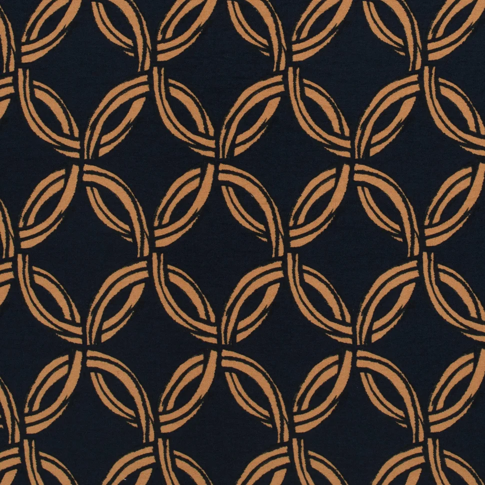 Tissu Crêpe de Viscose Circles sur fond Bleu marine