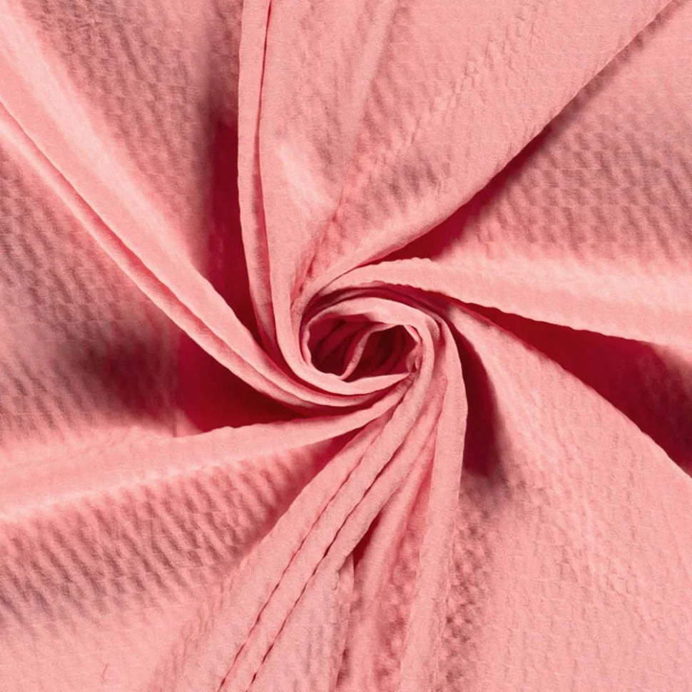 Tissu Viscose Bubble légèrement extensible uni Rose