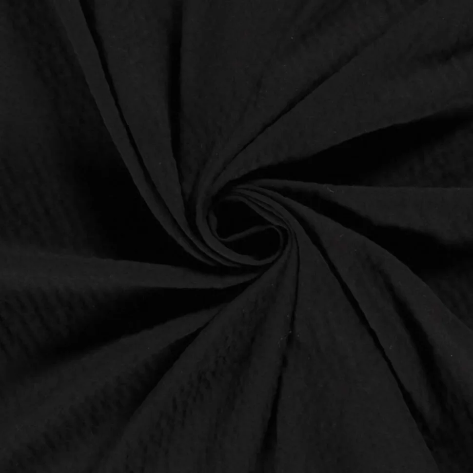 Tissu Viscose Bubble légèrement extensible uni Noir