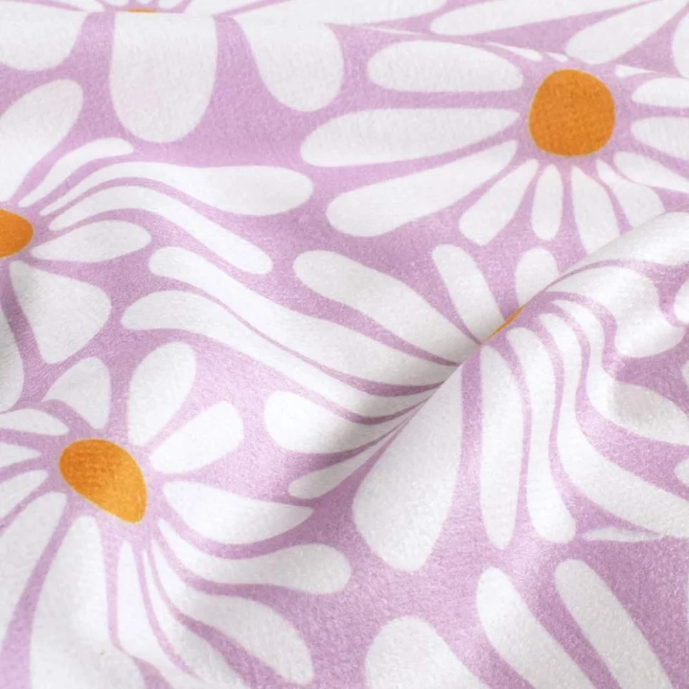Tissu Toile Polycoton marguerite Ysalis sur fond Lilas