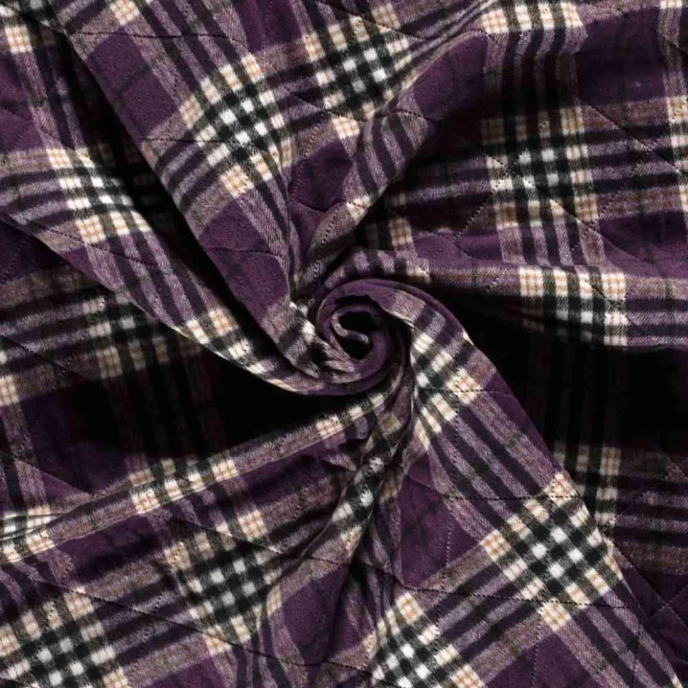 Tissu Jacquard Matelassé Micta Carreaux sur fond Magenta fuschia