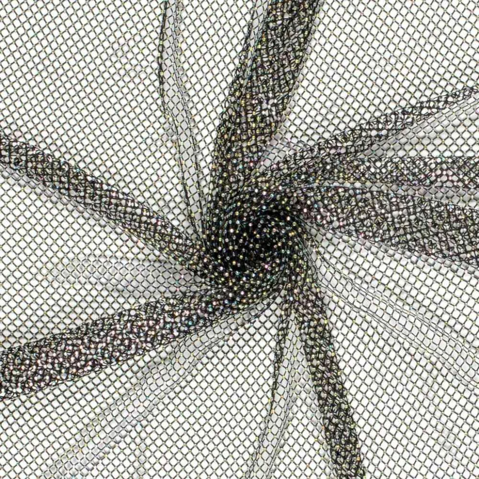 Tissu Filet mesh Strass Noir