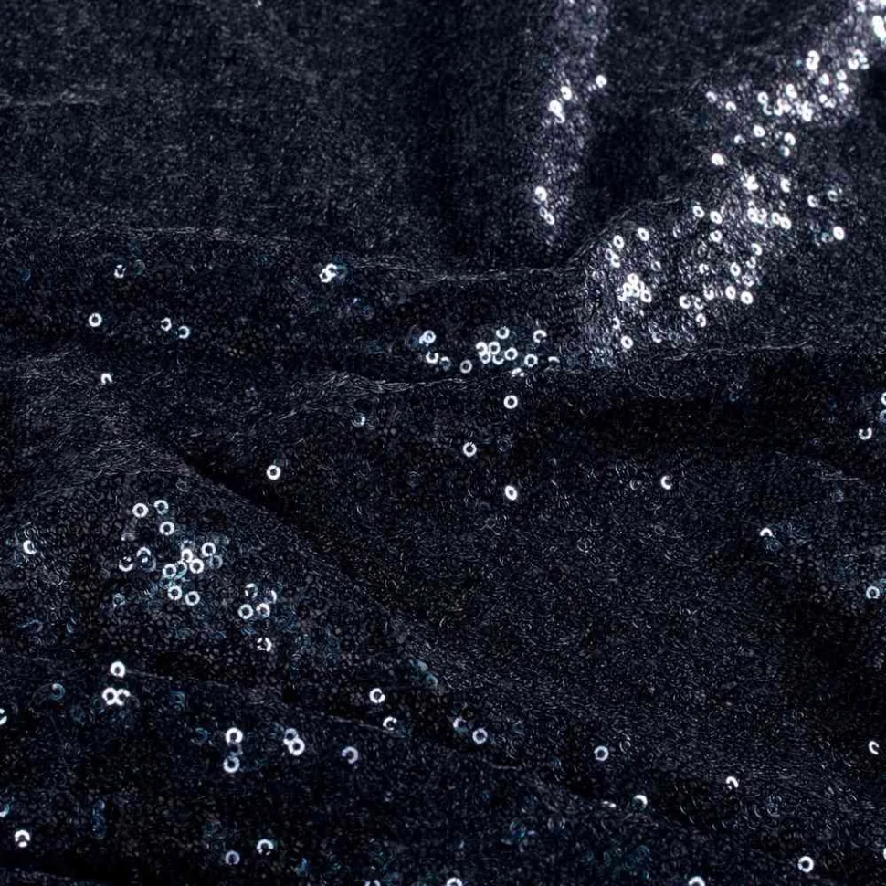 Tissu Sequins Galaxia extensible uni Bleu nuit