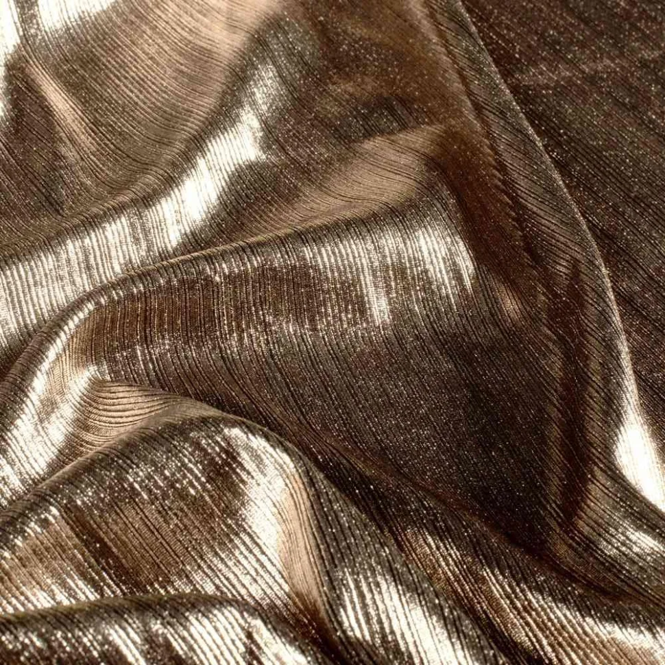 Tissu Lamé strié Cassiope extensible uni Doré