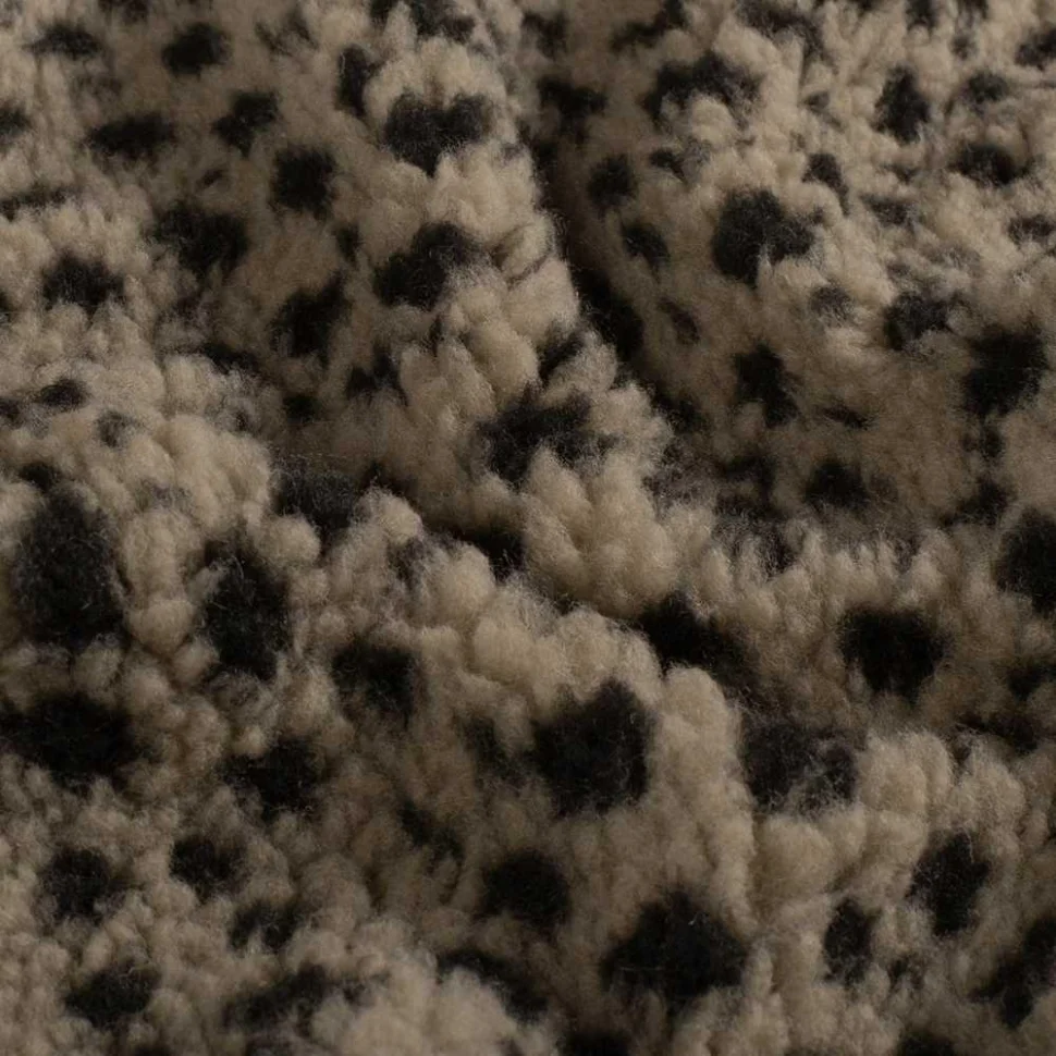 Tissu Fausse fourrure Mouton Calie léopard Noir sur fond Beige