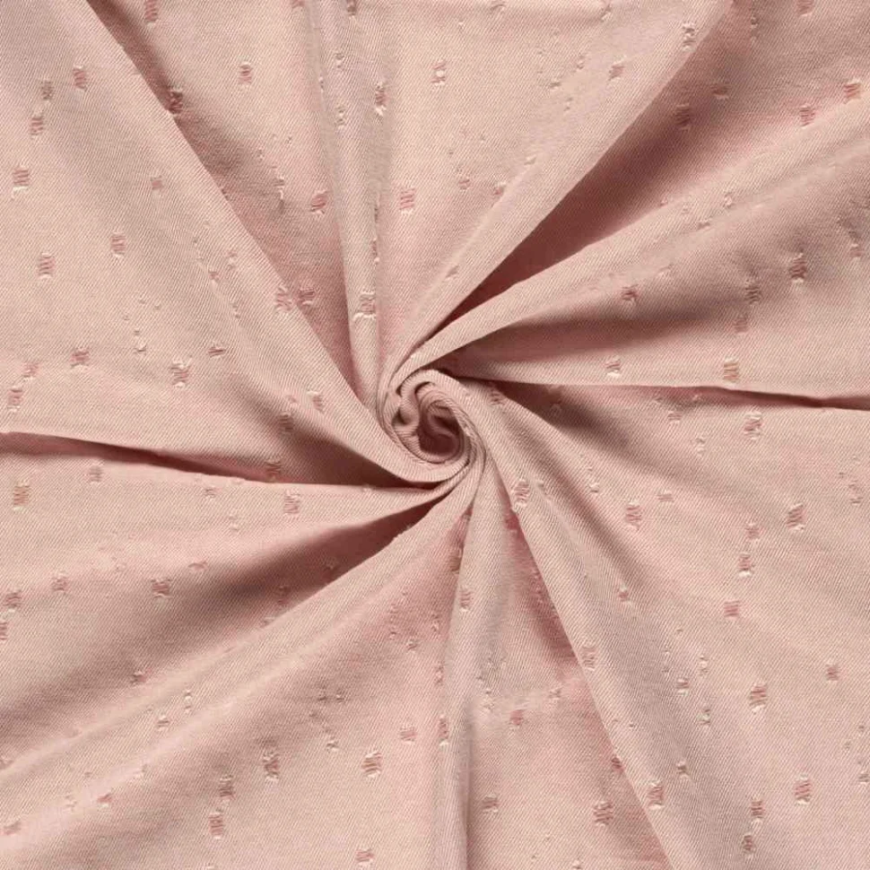 Coupon Tissu Jean Denim Adèle effet vieilli sur fond Vieux rose - Coupon de 200 cm