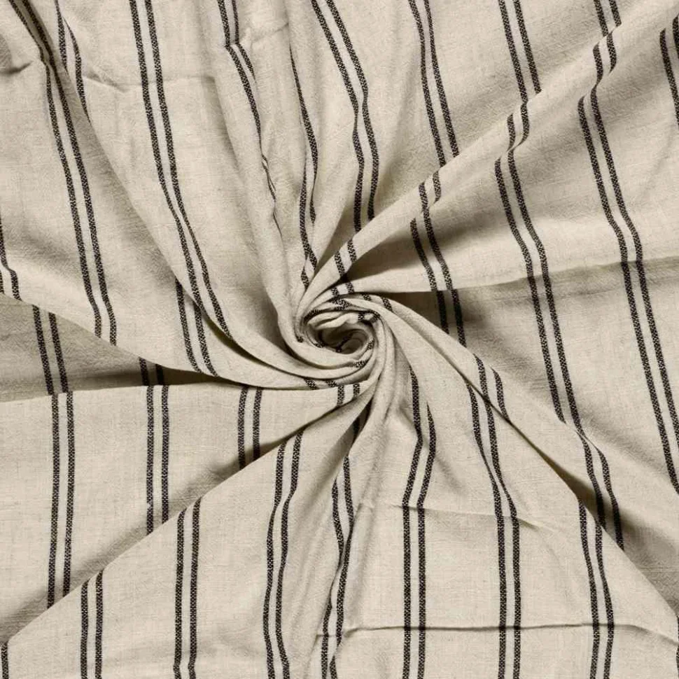 Tissu Lin Viscose Gustave rayures double sur fond Beige