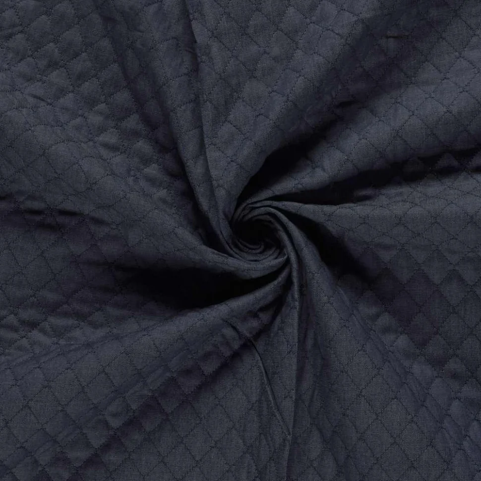 Tissu Chambray Coton Matelassé Bleu marine