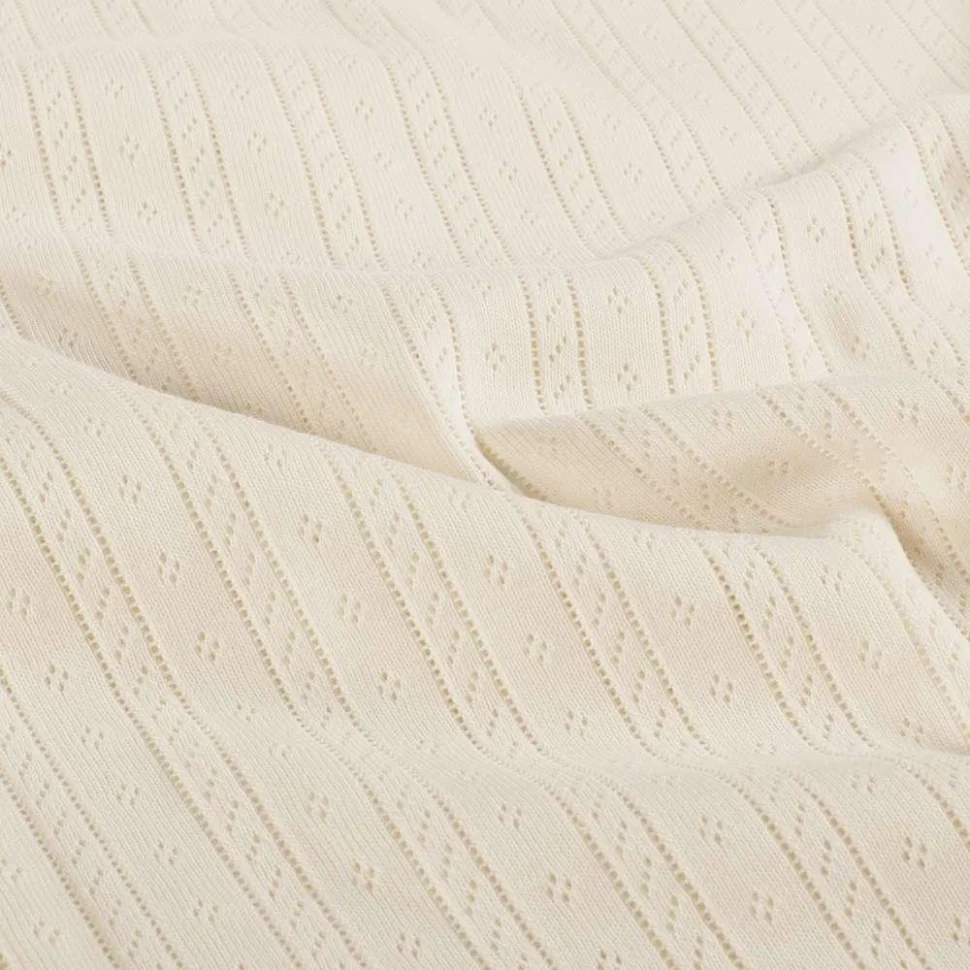 Tissu Jersey Coton ajouré Camille uni Ivoire