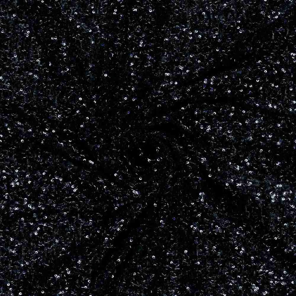 Tissu Maille Sequins extensible uni Bleu marine