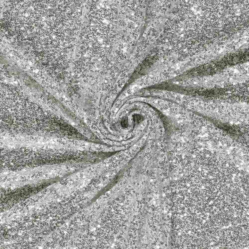 Tissu Maille Sequins extensible uni Argent