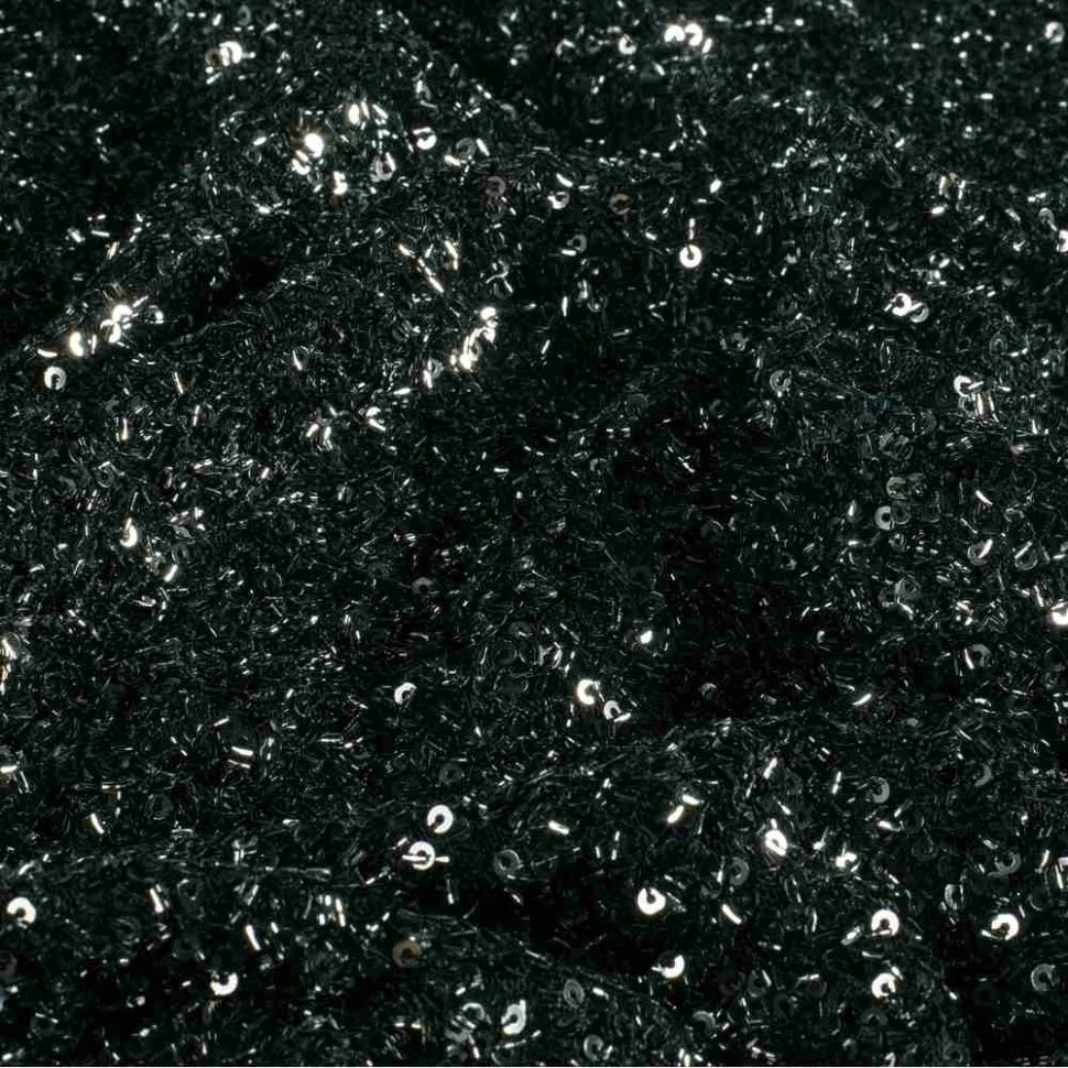 Tissu Maille Sequins extensible uni Gris anthracite