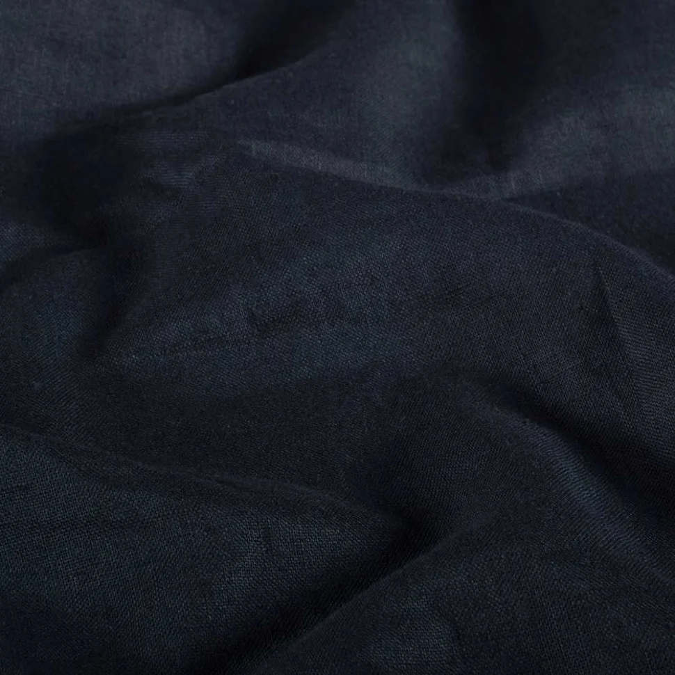 Tissu Lin Coton lavé uni Bleu marine