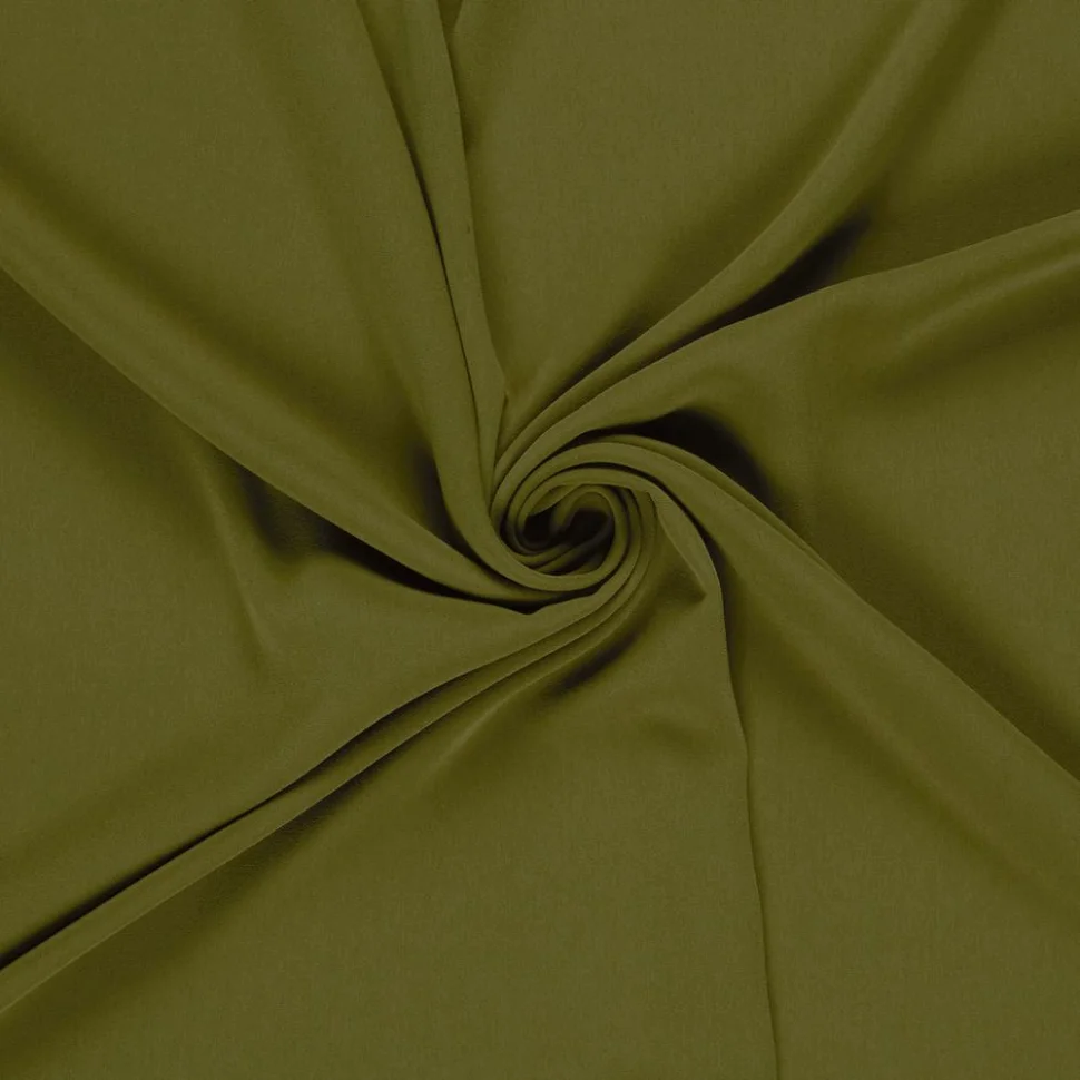 Tissu Crêpe stretch uni Vert kaki
