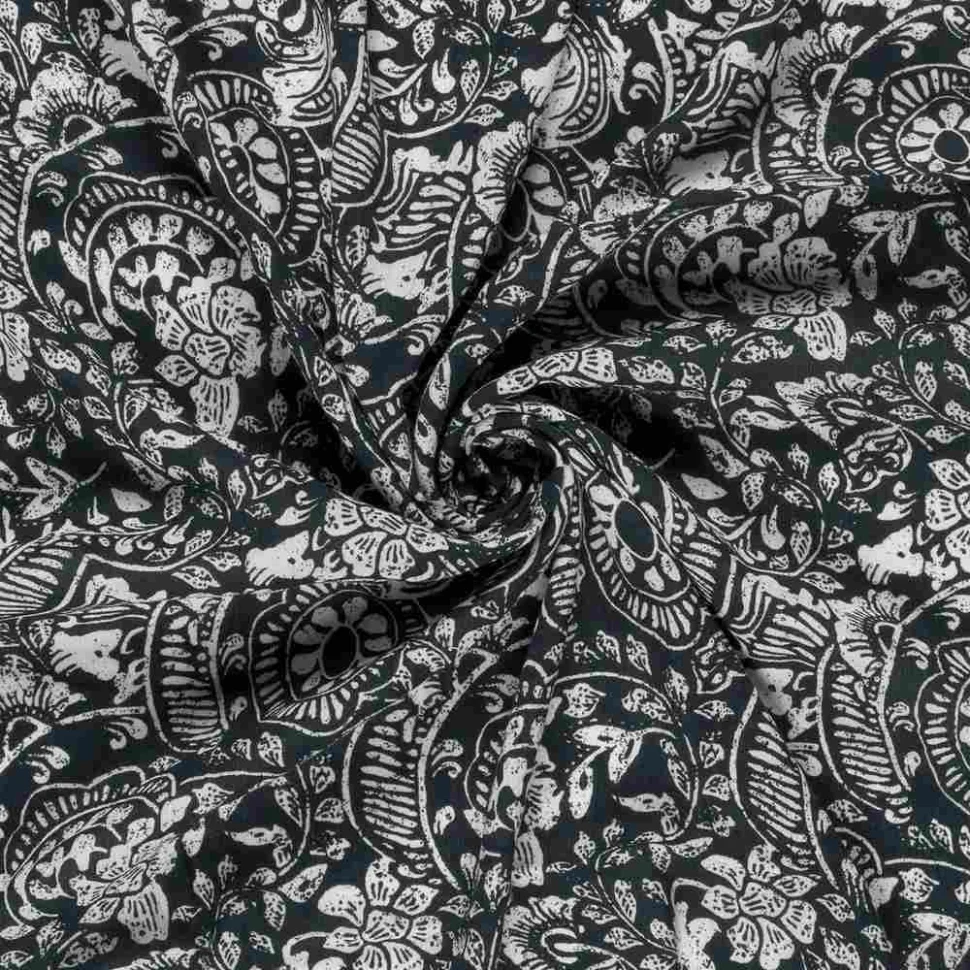 Tissu Crêpe de Viscose Motif abstrait sur fond Bleu marine
