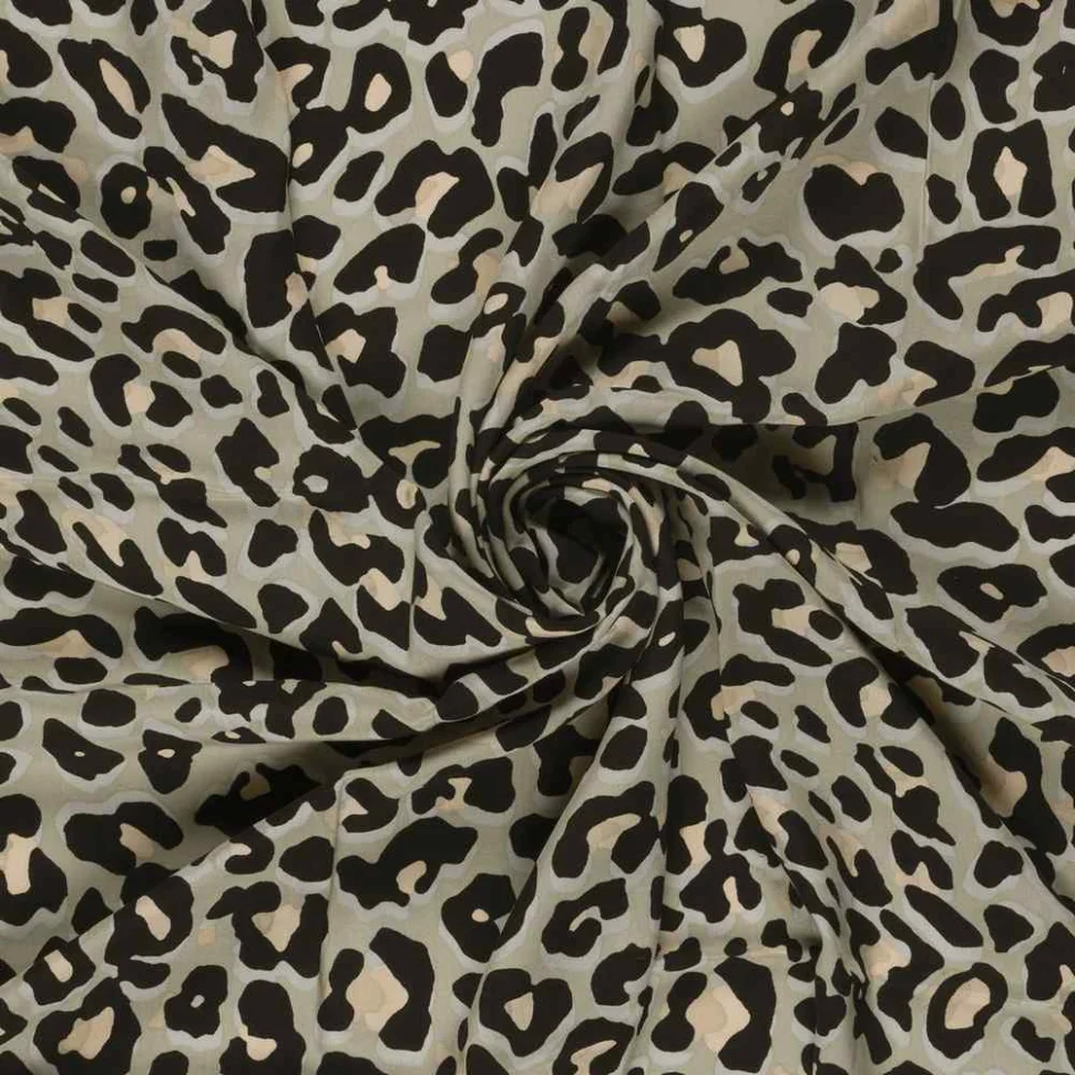 Tissu Viscose imprimé Joana motif léopard sur fond Beige