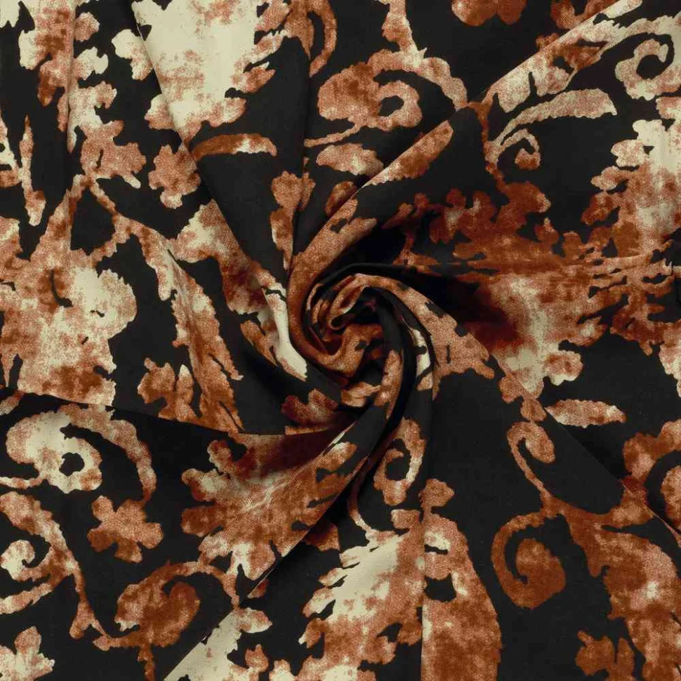 Tissu Viscose twill Sia végétal doux sur fond Brique