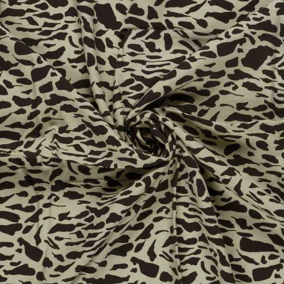 Tissu Viscose twill Nola motif animalier sur fond Beige