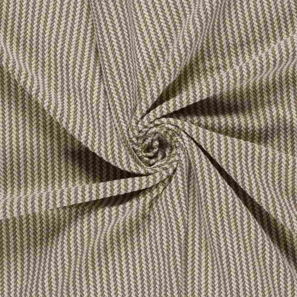 Tissu Jacquard rayé Lurex chevrons sur fond Taupe