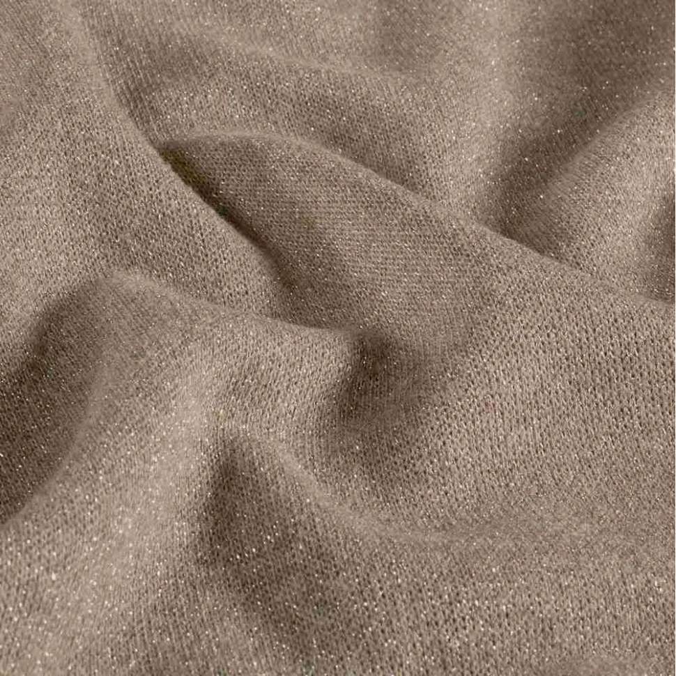 Tissu Maille Jersey Lurex uni Marron clair