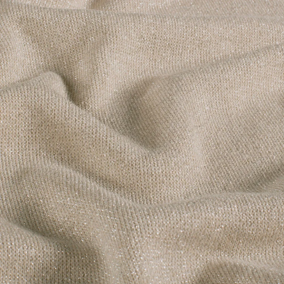 Tissu Maille Jersey épaisse Lurex Beige