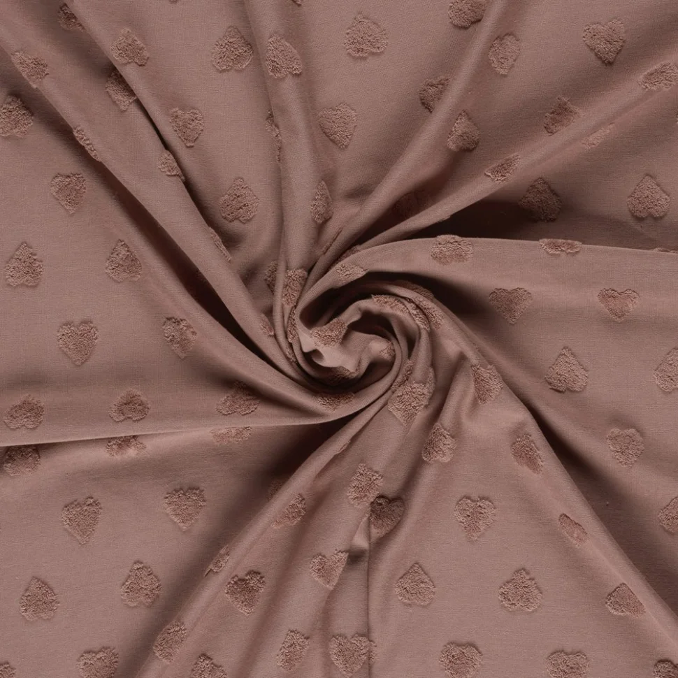Tissu Jersey Coeurs éponge uni Vieux rose