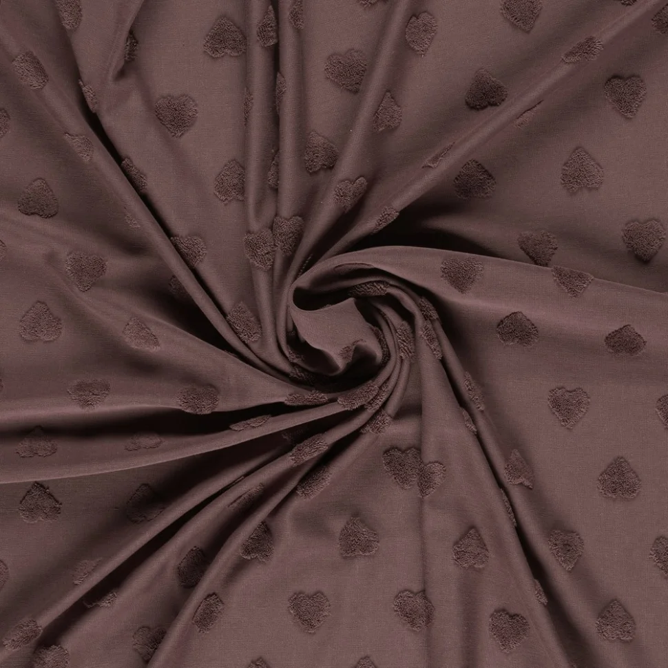 Tissu Jersey Coeurs éponge uni Prune