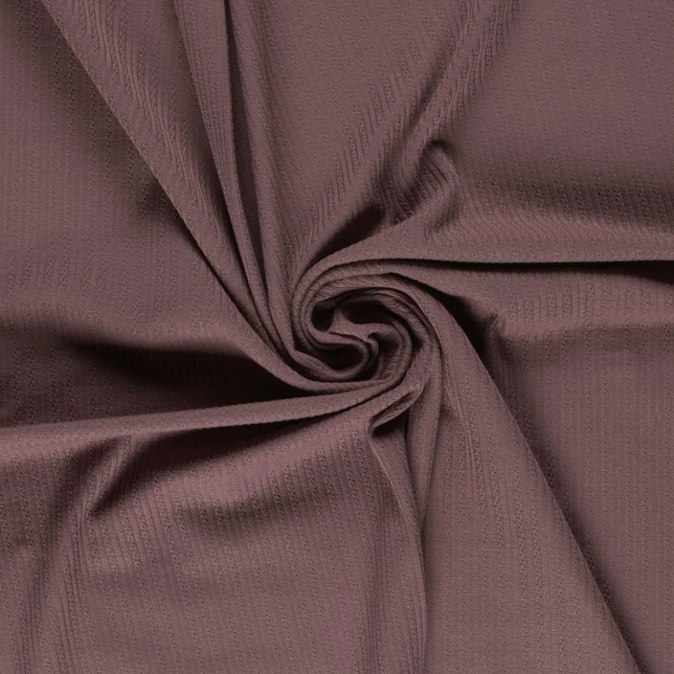 Tissu Maille Bord côte ajouré Chenille Torsadé uni Prune