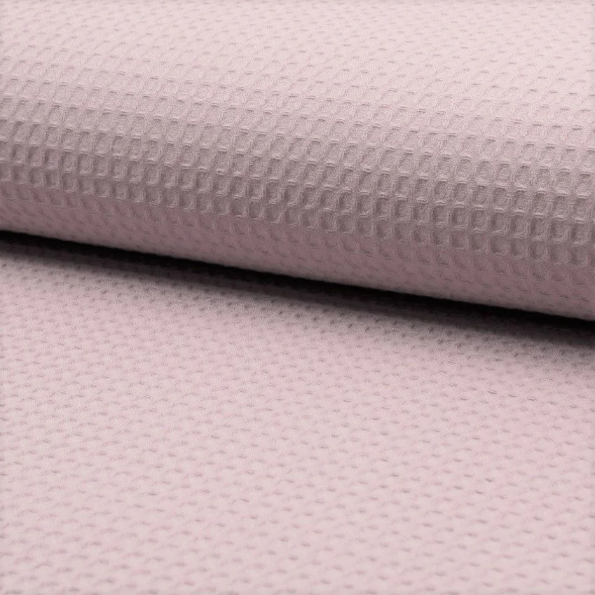 Coupon Tissu Nid d'abeille Vieux rose pâle x10cm - Coupon de 100 cm