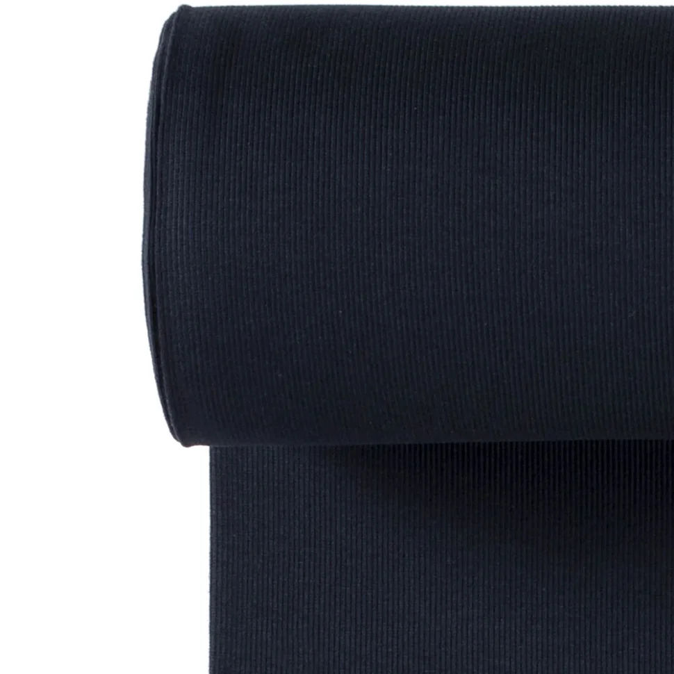 Coupon Tissu Bord côte uni Bleu marine foncé - Coupon de 100 cm