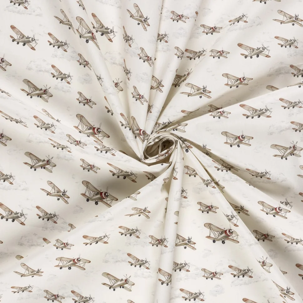 Tissu Coton imprimé digital Gabin in the sky sur fond Ecru