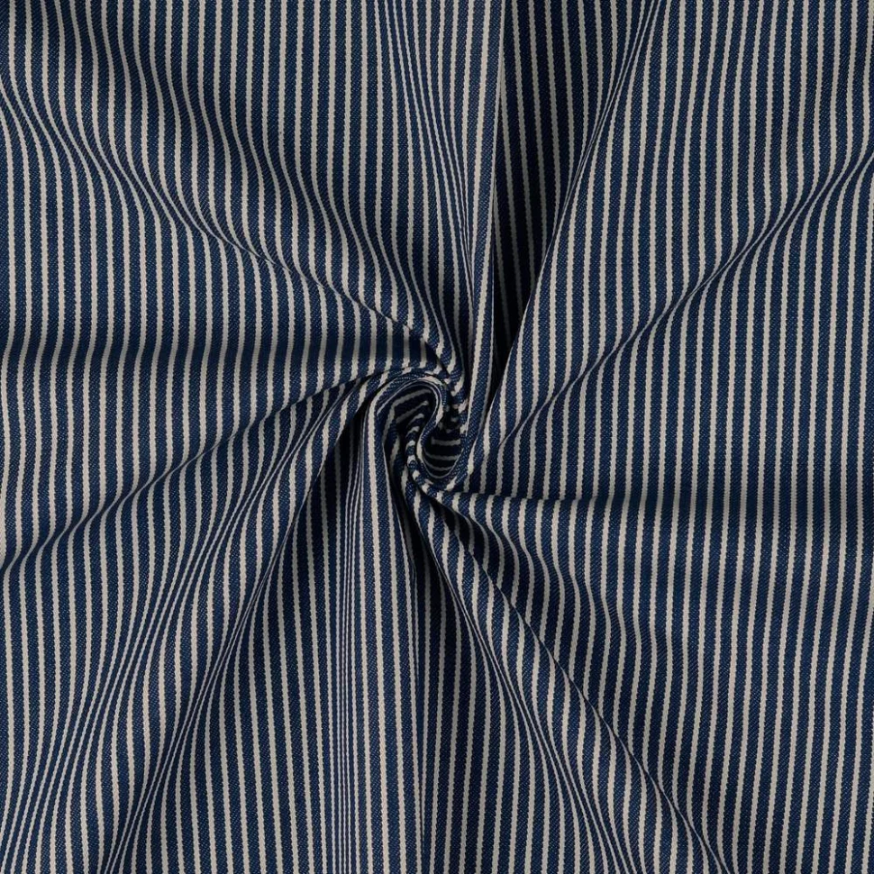 Tissu Jean Denim Rayé sur fond Bleu denim