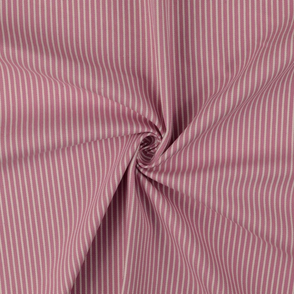 Tissu Jean Denim Rayé sur fond Rose