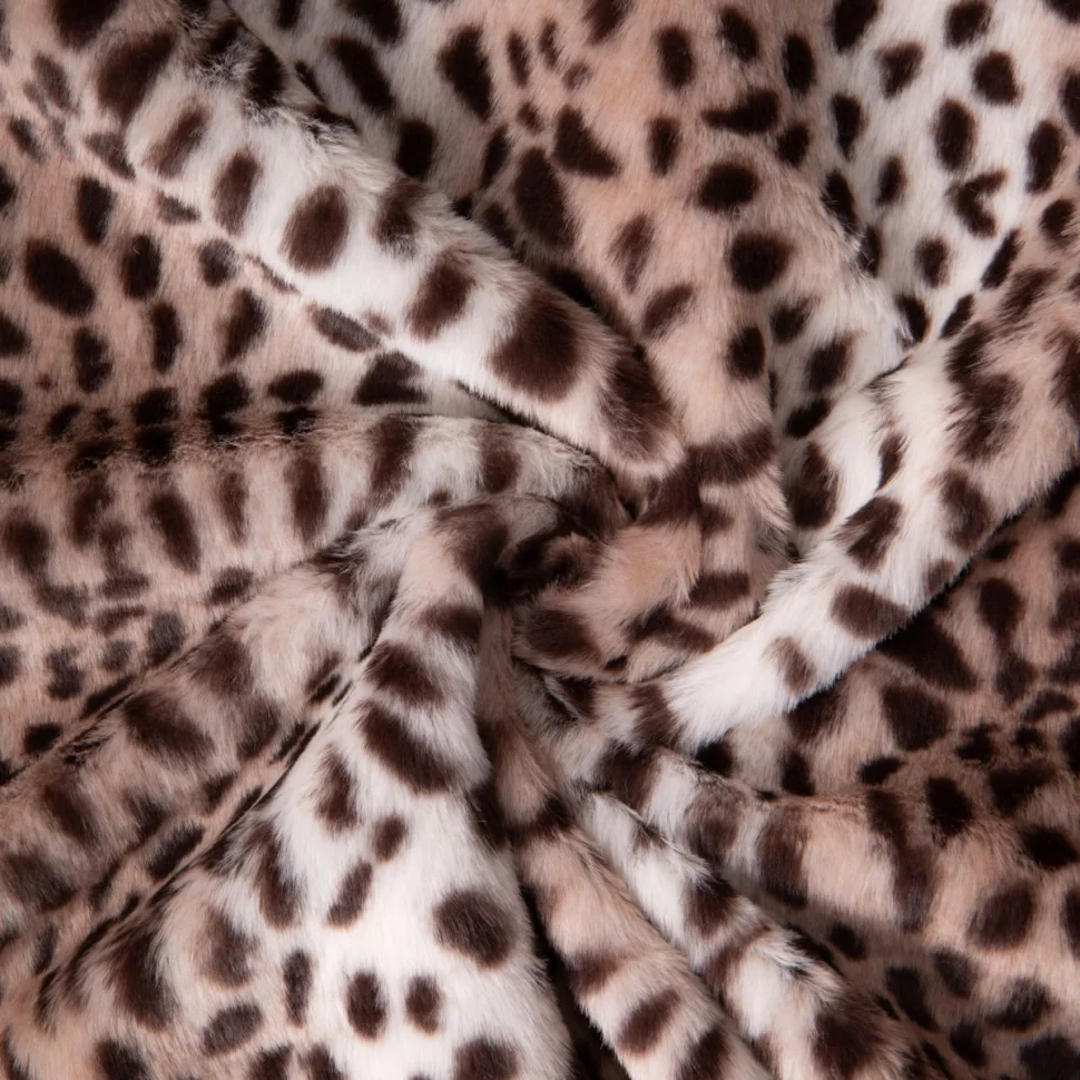 Tissu Fausse fourrure Léna guépard Noir sur fond Brun