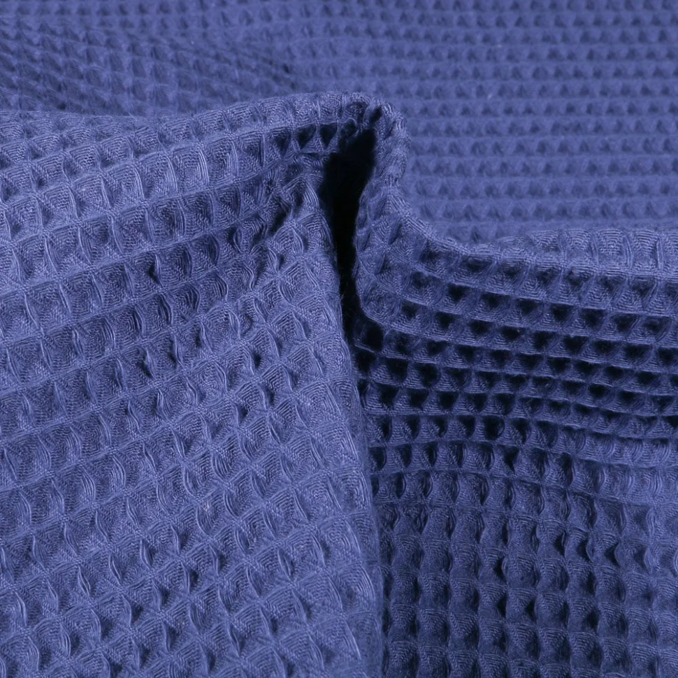 Coupon Tissu Nid d'abeille Bleu indigo - Coupon de 20 cm