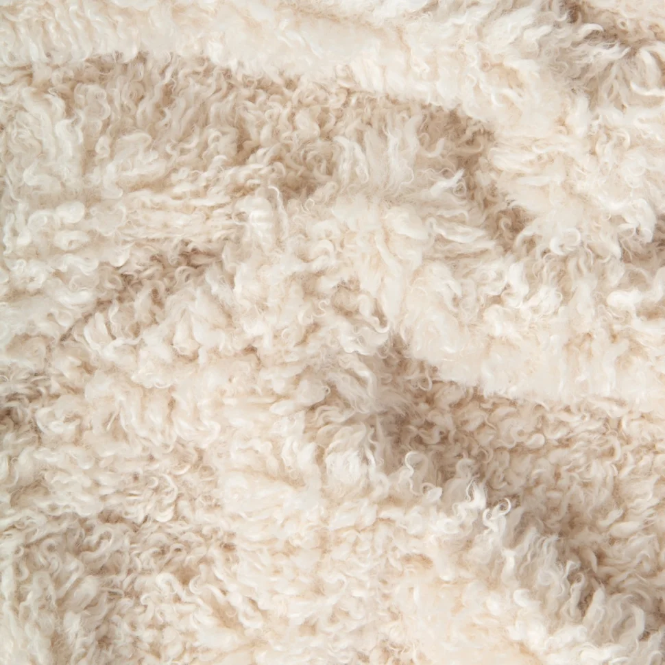 Tissu Fausse fourrure poils long Agneau de Mongolie uni Ecru