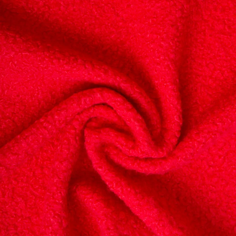 Tissu Lainage Bouclettes uni Rouge cerise