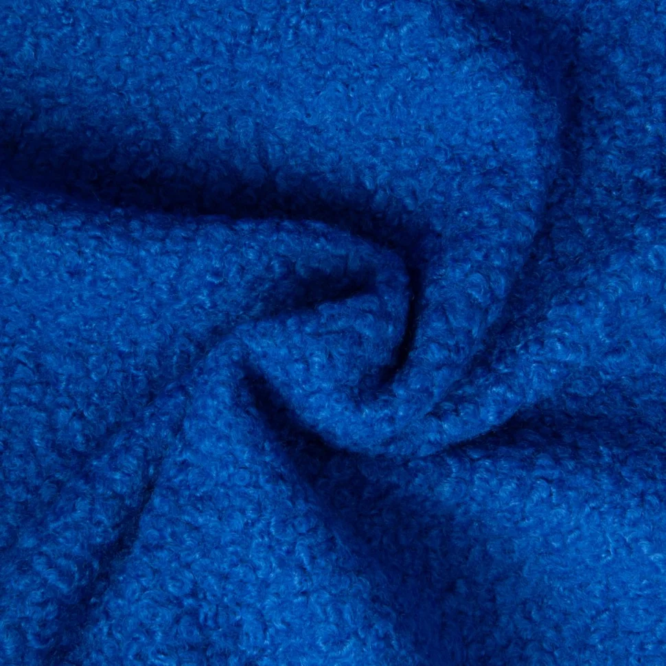 Tissu Lainage Bouclettes uni Bleu cobalt